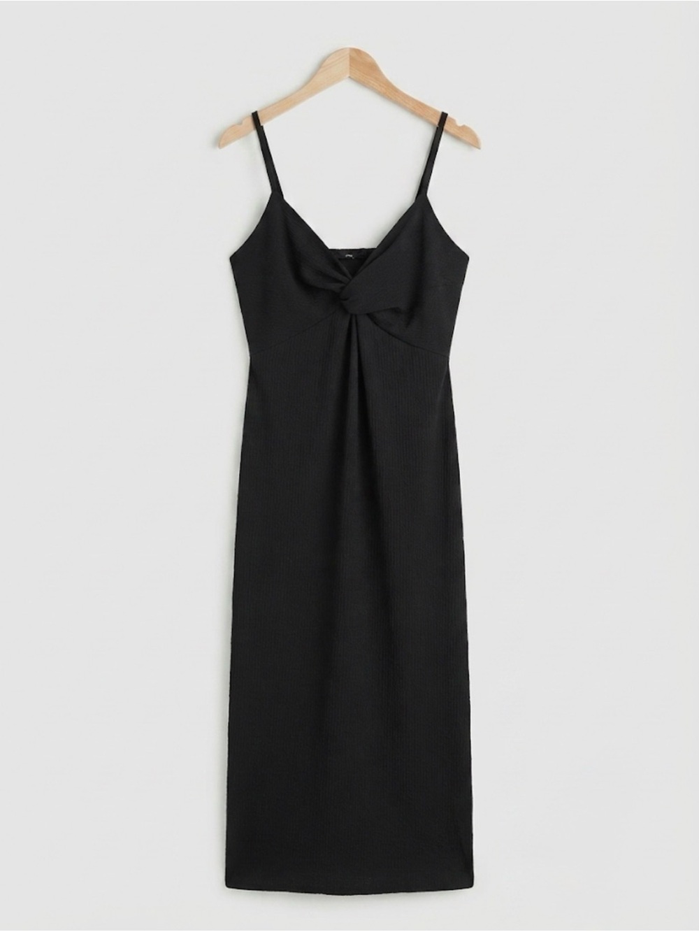 H&M Black Midi Dress with Twist Front